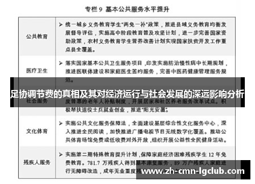 足协调节费的真相及其对经济运行与社会发展的深远影响分析