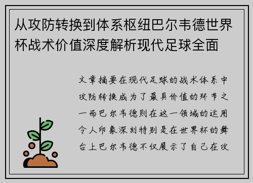 从攻防转换到体系枢纽巴尔韦德世界杯战术价值深度解析现代足球全面 从攻防转换到体系枢纽巴尔韦德世界杯战术价值深度解析现代足球全面